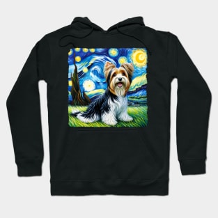 Starry Biewer Terrier Dog Portrait - Pet Portrait Hoodie